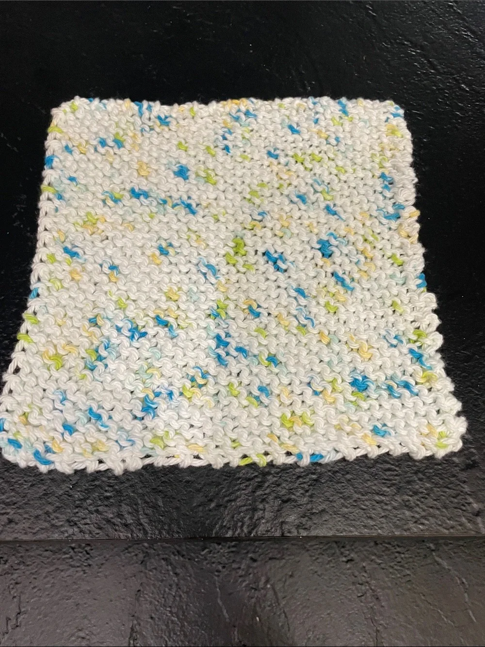 Set of 3 Hand-Knit Cotton Dishcloths - Cream, Brown, Speckled Approx. 7x7